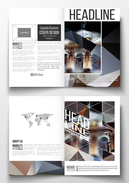 Set of business templates for brochure, magazine, flyer, booklet or annual report. Colorful polygonal background, blurred image, night city landscape, modern triangular vector texture