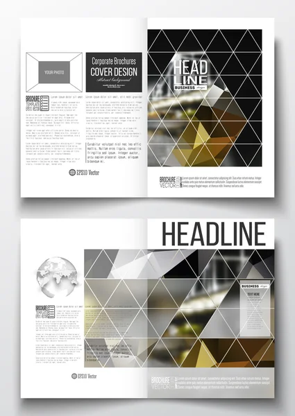 Set of business templates for brochure, magazine, flyer, booklet or annual report. Colorful polygonal background, blurred image, night city landscape, modern stylish triangular vector texture