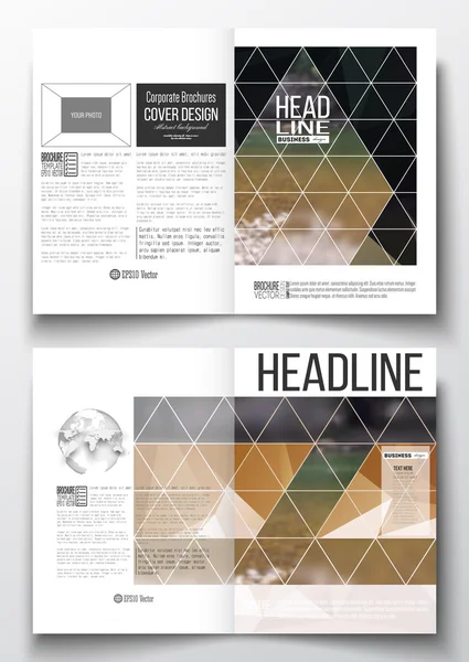 Set of business templates for brochure, magazine, flyer, booklet or annual report. Colorful polygonal backdrop, blurred natural background, modern stylish triangle vector texture