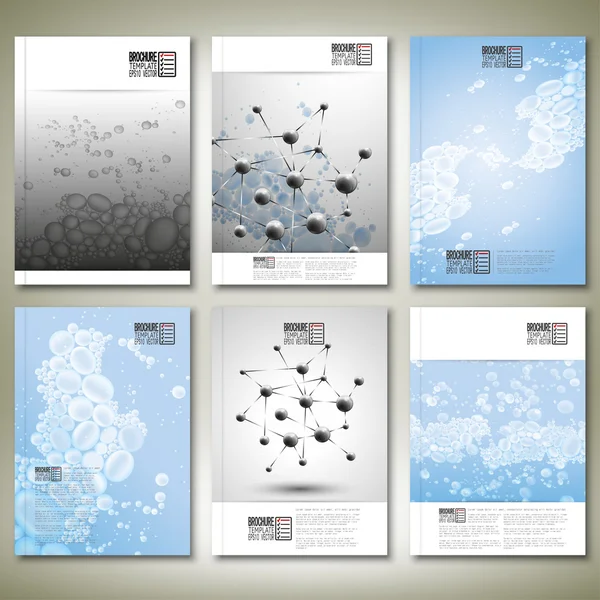 Drops in water, molecule structure. Brochure, flyer or report for business, template vector