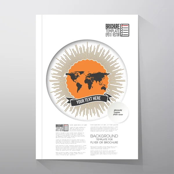 Black political world map with vintage style star burst. Brochure, flyer or report for business, template vector