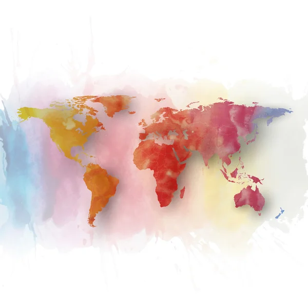 World map element, abstract hand drawn watercolor background, great composition for your design, vector illustration