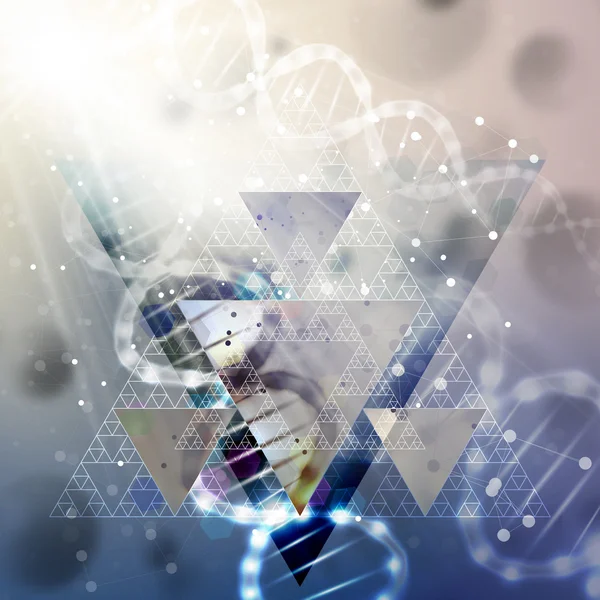 DNA molecule structure on light blue background. Science vector background