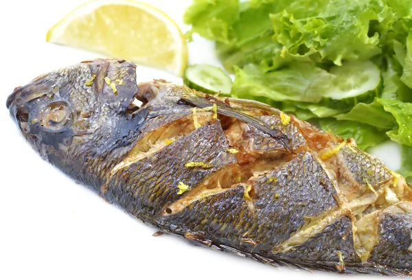 Roasted fish with salad