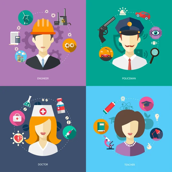 Illustration of flat design business illustrations with people professions