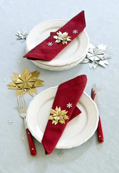 Christmas Decoration of festive table serving