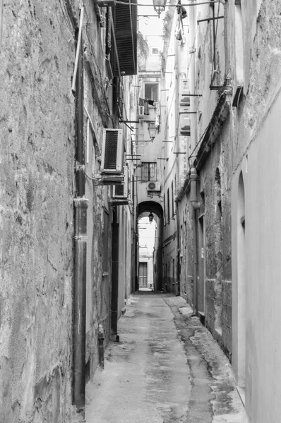 Alley in old city in black and white