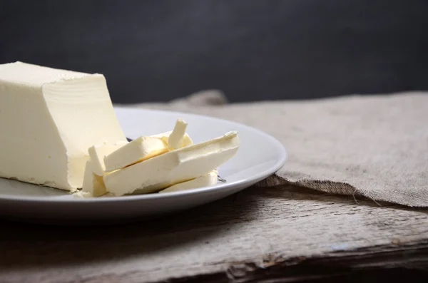 Butter. Fresh butter on the table