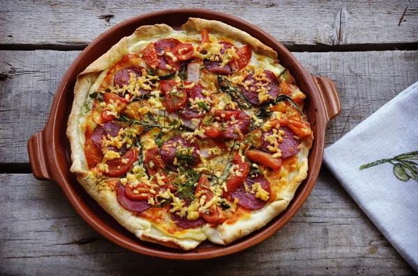 Pepperoni pizza on table