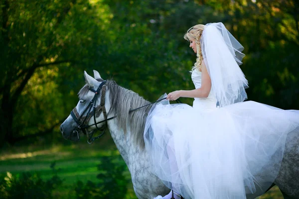 Bride on a horse in the forest