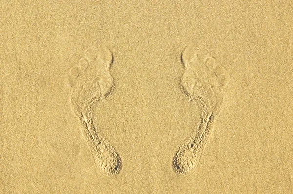Human footprints on the sand at the beach