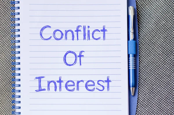 Conflict of interest write on notebook
