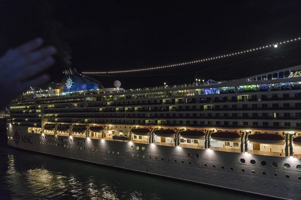 MSC cruise at night, Barcelona