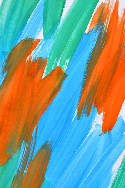 Abstract background strokes of paint blue, orange and green