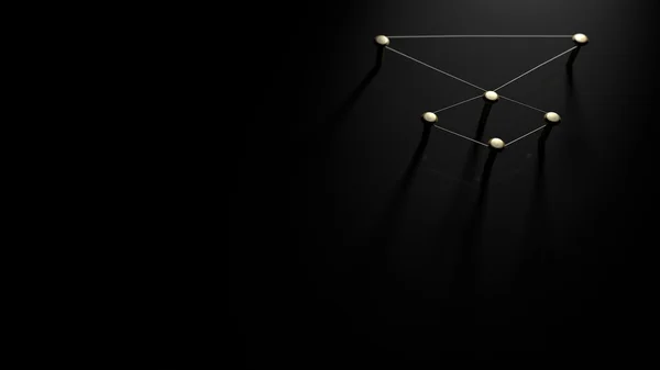 Network, networking, connect, wire. Linking entities. Networking of gold wires on black ground.