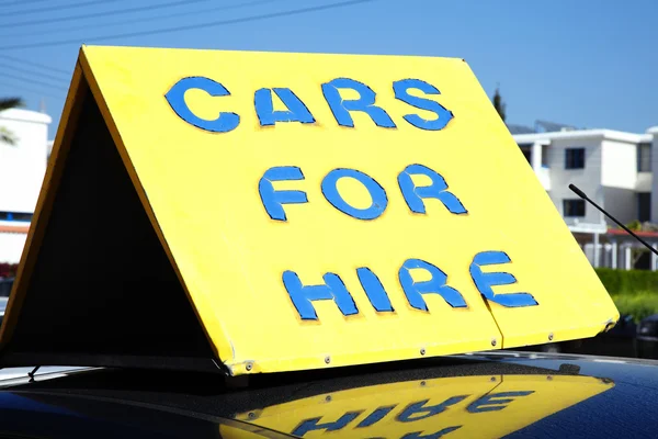 Car hire placard sign