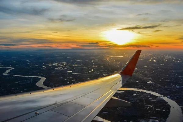 View through airplane window