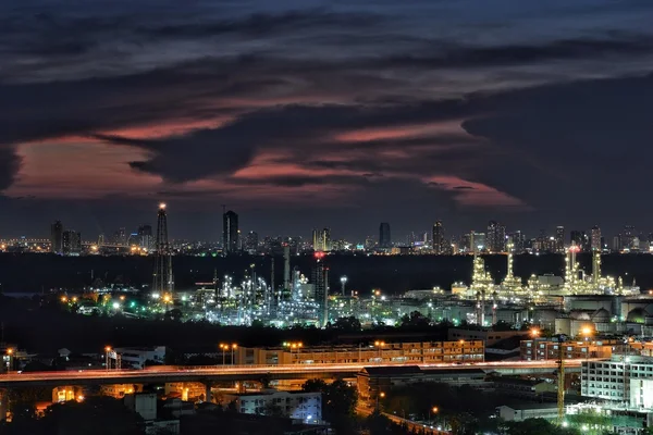 Oil refinery at twilight, Bangkok