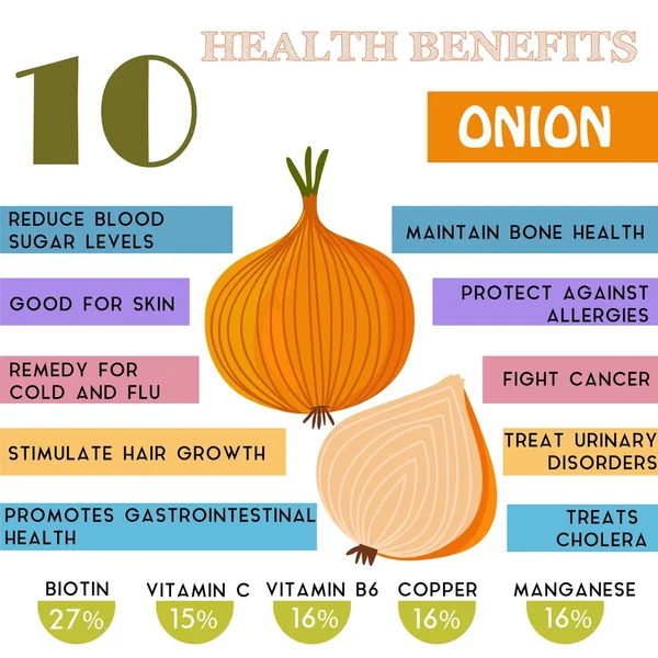 10 Health benefits information of Onion. Nutrients infographic,