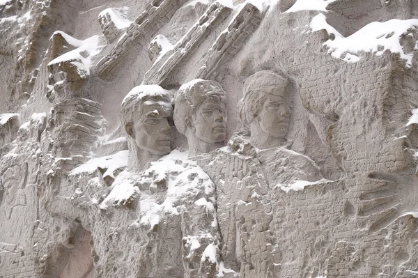 Defenders of Stalingrad on a bas-relief of \