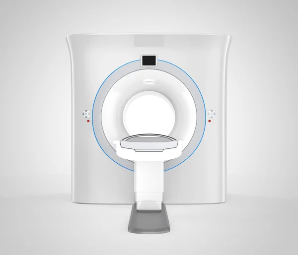 Front view of MRI(magnetic resonance imaging) scanner isolated on gray back ground