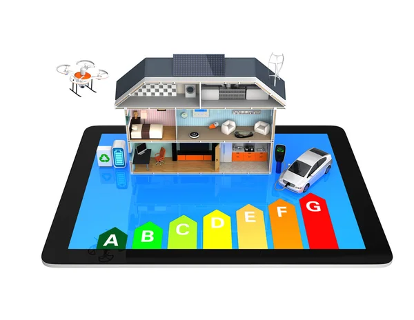 Home automation monitoring by tablet PC concept.