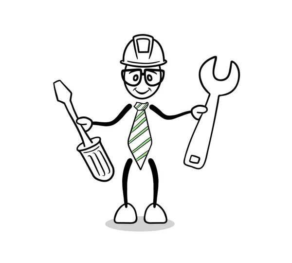 Cute cartoon architect with tools
