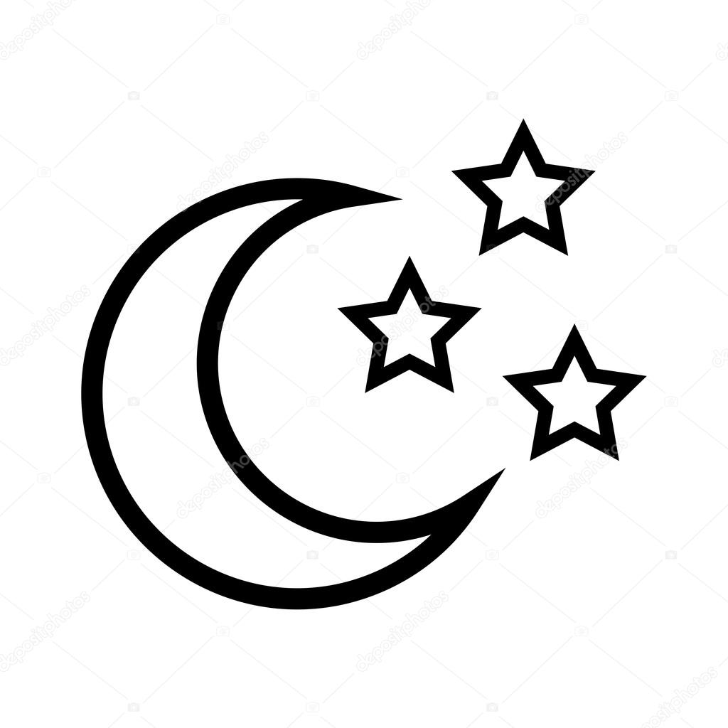star shape and moon design isolated figure of five points star shape and moon design isolated figure of five points