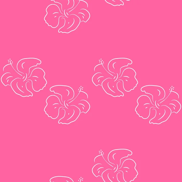 Seamless pattern of hibiscus flowers. Pink floral Art