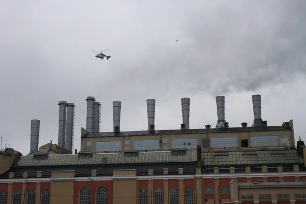 The helicopter of the Ministry of Internal Affairs watches oppositional march