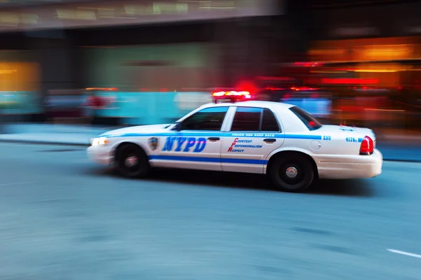 Police car of the NYPD in Manhattan, NYC, in motion blur