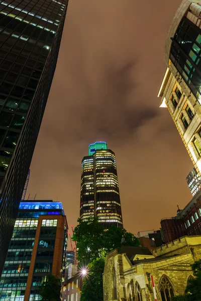 Buildings in the City of London at night