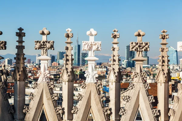 View from the Milan Cathedral to the skyline of Milan, Italy