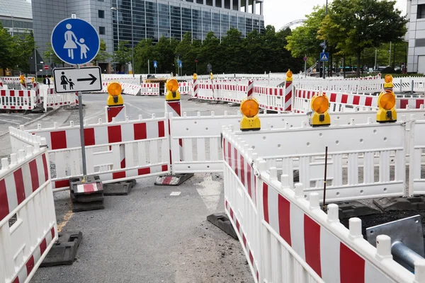 Road construction zone with barriers