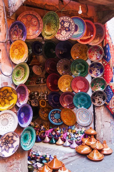 Ceramic shop in the souks of Marrakech, Morocco