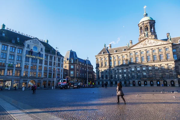 Dam Square with the Royal Palace and Madame Tussauds in Amsterdam, Netherlands