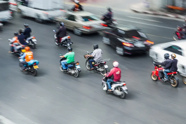 Top view of traffic in Bangkok in motion blur