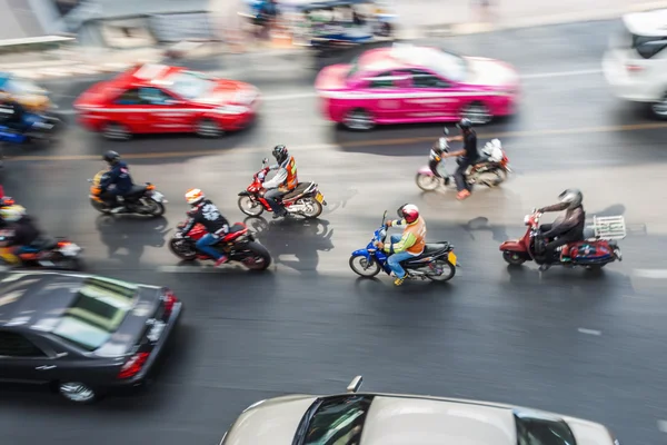 Top view of traffic in Bangkok in motion blur