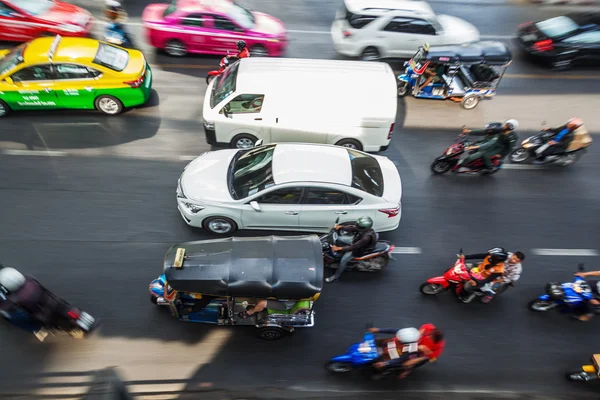 Top view of traffic in Bangkok in motion blur
