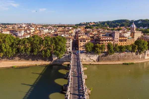Aerial view of Rome, Italy, with the Ponte Sant Angelo