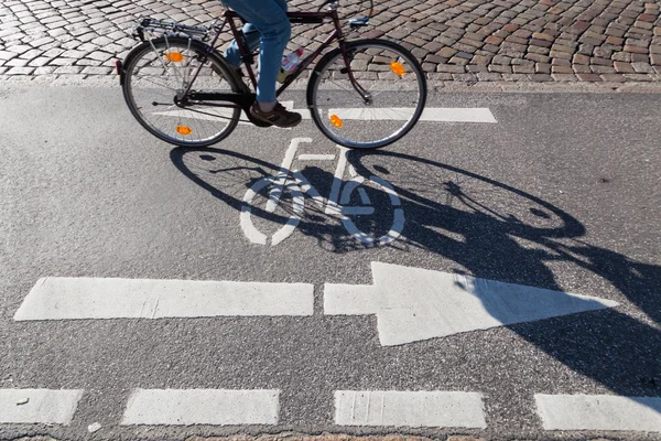 Bicycle rider on a bicycle lane