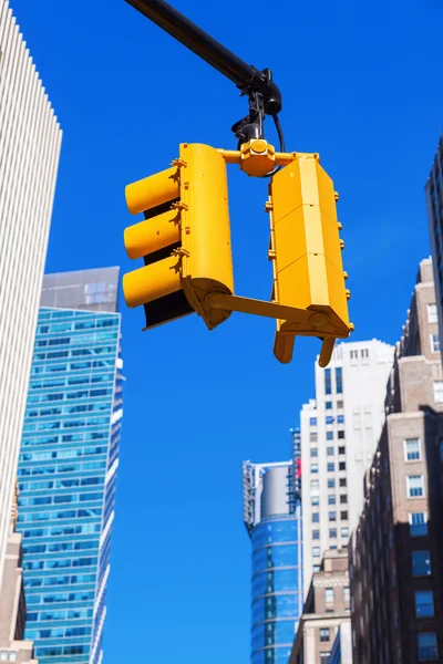 Typical yellow traffic lights in NYC