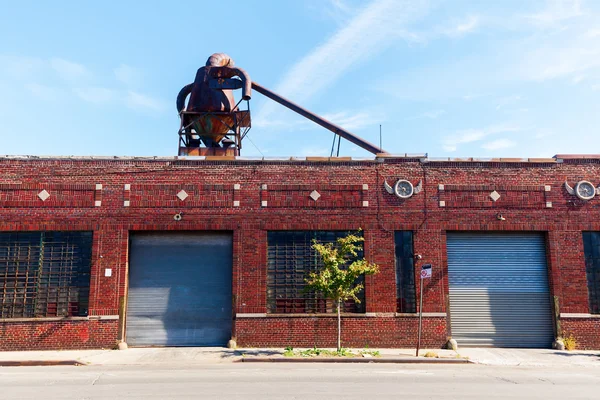 Industrial brick building in an industrial area in NYC