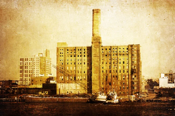 Vintage picture of an old factory in Brooklyn, NYC