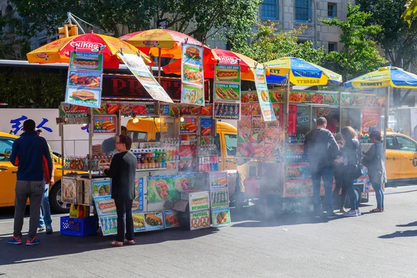 Food stand with Halal food in Manhattan, NYC