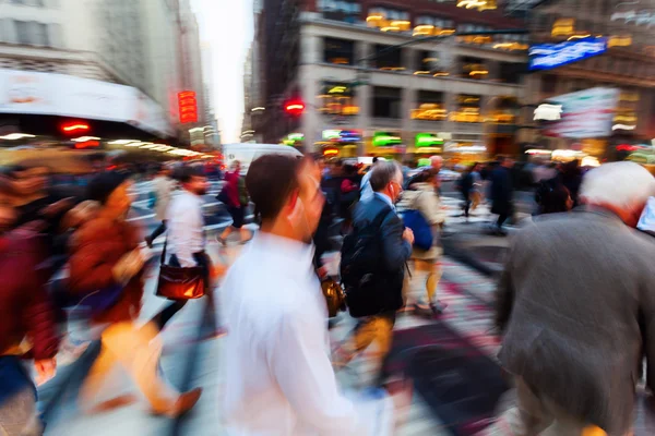 Picture with creative motion blur of people in the big city