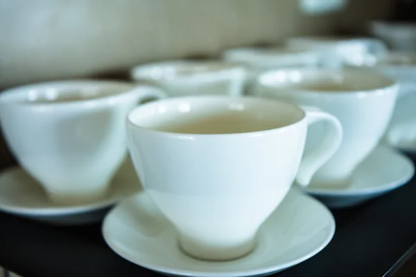 Hotel exclusive sky lounge coffee cups are arranged prerfecly and nicely at the coffee corner and ready for coffee or tea, the hotel guests will be served with exceptional coffee and tea as compliment
