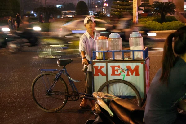 A street vendor selling ice-creams