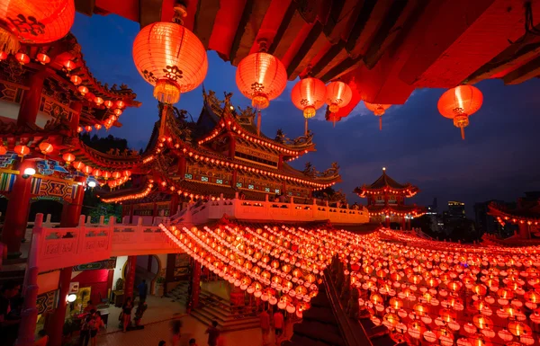 Thean Hou Temple in Kuala Lumpur at night during Chinese New Year