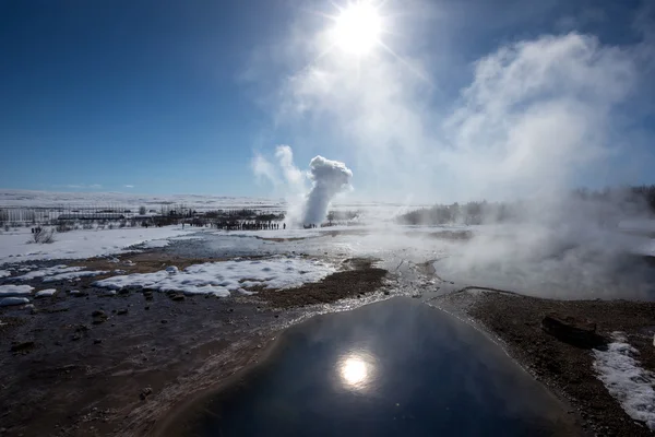 Geyser and hot thermal pools, Iceland
